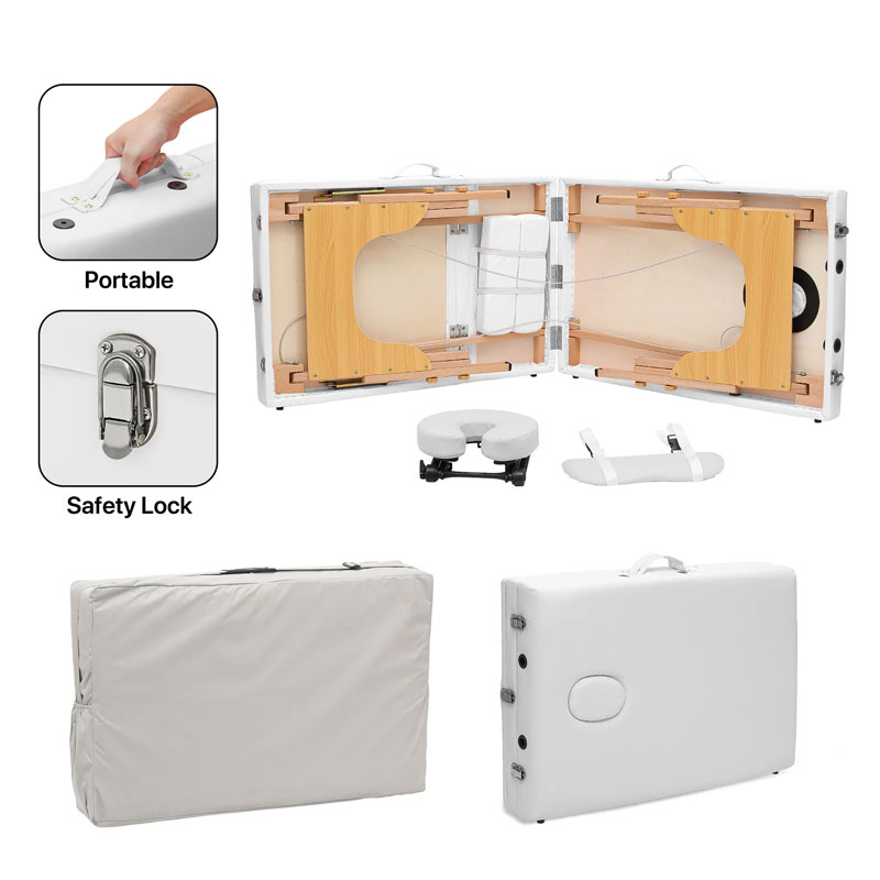 Professional white portable massage table with accessories – Cyprus