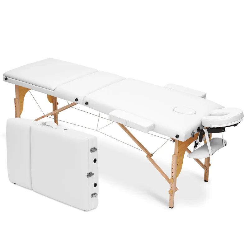 White portable massage table with padded cushion – Cyprus
